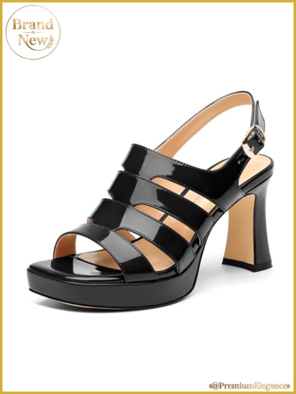 Square Open Toe Ankle Strap High Heel Platform Sandals